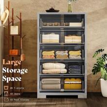 5-Drawer Dresser, Modern Glossy Chest Of Drawers, Spacious Storage Organizer Cabinet For Bedroom, Living Room Or Cloakroom, Grey - 灰色 - 查看 3