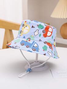 1pc Kids Bucket Hat, Boys' Cartoon Printed Sun Protection Hat For Spring