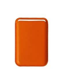 1 pieza Soporte de tarjetas magnético de piel sintética, estuche compacto y práctico para tarjetas, compatible con 12/13/14/15/16 con pegatina trasera para almacenar tarjetas bancarias/de identificación/de acceso y monedas