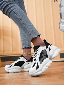 Tênis Chunky Feminino, Respirável Versátil Casual Moda Estudante Esportes Tênis de Corrida