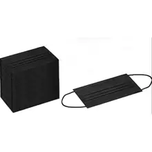 30 个/50 个/100 个黑色一次性面罩 - 三层透气舒适，配有弹性耳环。