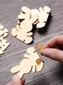 10 pièces Décoration de Pâques de lapin DIY, découpes de lapin 3D en bois brut debout pour ornement, artisanat pour la peinture DIY, décoration de table pour Pâques, cadeau d'anniversaire