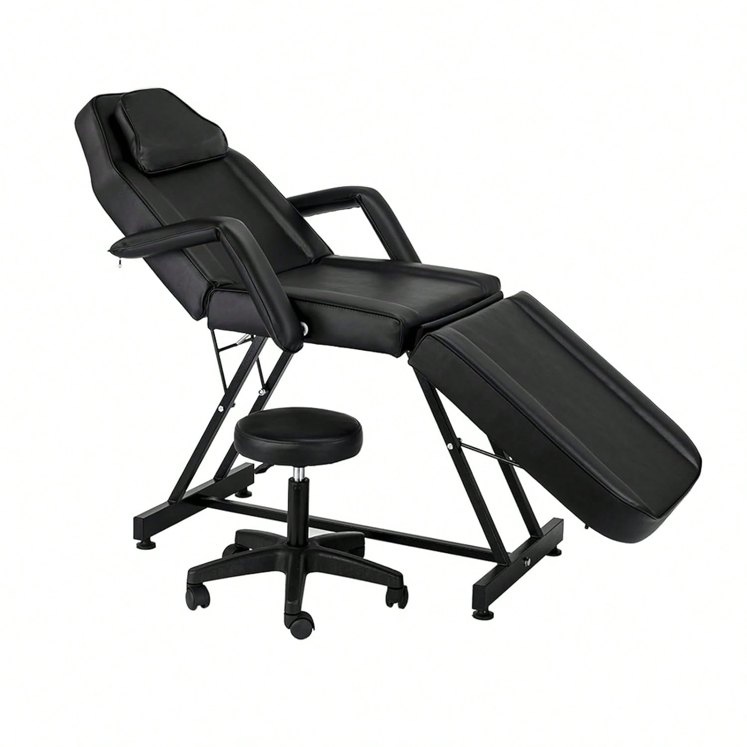 Tattoo Chair With Stool Message Bed Spa Salon Table Facial Chair For Client Esthetician White Max Weight Capacity 330lbs Black Salon Chair, Barber Chair Chair, Pedicure Chair, Tattoo Chair, Vanity Cha 