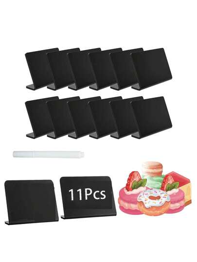 11pcs Mini Small Chalkboard Signs With Pen, Buffet Signs,Easy To Write And Erase, Reusable And Retainable Tabletop Signs, Label Place Cards For Party Buffet Table, Birthday, Party, Bakery, Appetizers, Tent, Message Board, Wedding, Table Number, Message Board And Event Decoration,Halloween Festival Supplies,Halloween Decorations,Christmas Decorations