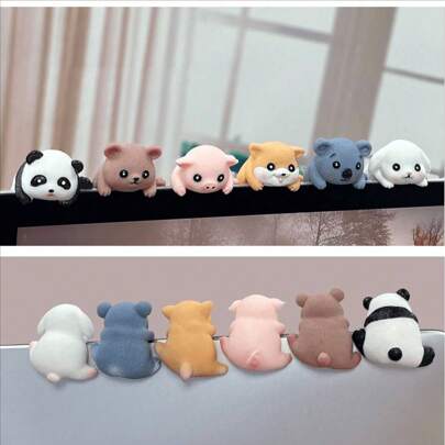 1 件创意电脑电视显示器动物装饰物、汽车导航屏幕装饰物、迷你树脂动物、可爱动物小饰品、考拉模型、熊猫玩具作为礼物、复活节兔子装饰物、狗、熊、柴犬、生日和派对礼物。