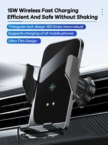 REMAX 15W Car Wireless Fast Charger; Auto-Clamping; 360° Free Rotation;Firm And Anti-Shake; Center Console Phone Holder; Universal Navigation Bracket; Compatible With IPhone/Android;Car Accessories; Car Stuff - màu đen - Xem 1