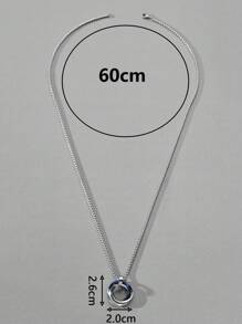 1 件男女情侣不锈钢双色圆形吊坠项链，简约设计