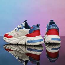 1 双红色男士休闲运动鞋，老爹鞋 - 米色 - 查看 3