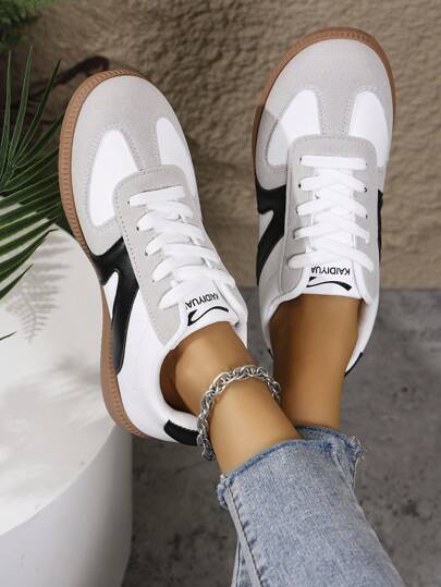 1 par andningsbara snörskor för vardagsbruk, mångsidiga vita träningsskor, lämpliga för vår, sommar, höst, vinter, 2025 nya mode unisex sportskor