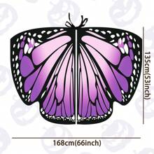 3 Pieces Per Set. Women's Butterfly Wing Shawl + Hair Hoop + Face Mask, A Halloween Costume Accessory Set. Festival Costume Accessories Including A Butterfly-Patterned Cape, An Antenna Headband, And A Lace Hollow-Out Mask. Suitable For Adult Butterfly Wing Costumes With Headpieces And Face Decorations For Christmas Parties. It Can Also Serve As A Birthday Gift, And Is Applicable For Parties, Cosplay, Stage Performances, Etc. - Purple - View 4