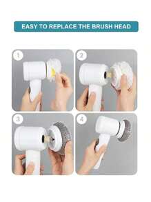 1pc Handheld Electric Cleaning Brush With 5pcs Replacement Head Electric Spin Scrubber,Bathroom Cleaning Brush Power Scrubber For Kitchen, Bathroom Tub, Home,Shower Tile, Carpet Bidet, Cordless Spin Scrubber Household Suppliers Gadgets. (This Product Is Suitable For Cleaning General Stains. For Excessively Difficult-To-Clean Stains, Please Use Other Products With Higher Power.) - Multicolor - View 10