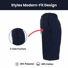 3-Pack Men's Tech Fleece Jogger Lounge Sweat Shorts With Zipper Pockets (Sizes, S-2XL) - Heather Grey - Navy - Red - View 9