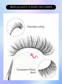 Asiteo 7 Pairs Wispy Faux Mink Cat Eye Lashes, Clear Band 3D Natural False Eyelashes For Daily Work And Dating Eye Makeup - Black - View 2