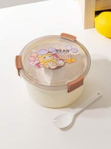 Caja de almuerzo/ensalada redonda de dibujos animados, modelo 2025, a prueba de microondas, portátil, para estudiantes y uso al aire libre - Multicolor - Ver 5