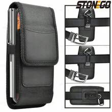 Funda Vertical de Nylon para Teléfono Celular con Clip de Cinturón, Bolsa, Hebilla, Cartera, Porta Tarjetas, Cubierta para Teléfonos de 4.0 a 6.7 pulgadas - XL (para 5,5-6,3 pulgadas) - Ver 3