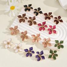 Pendientes de gota de aceite con diseño floral para mujeres, elegantes y minimalistas con acabado estético de alta gama