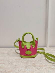 1 件新款可爱女孩迷你 PU 材质独特设计斜挎包，配有可更换肩带，手提斜挎包轻巧便携，适合日常使用、购物、聚会、斋月礼物