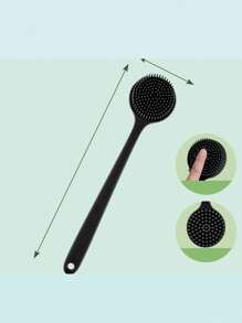 Dual-Sided Silicone Bath Brush - Exfoliating Body Scrubber & Massager For Soft Skin Care, Shower Back Cleaning And Spa Experience (1PC) - Black - View 4