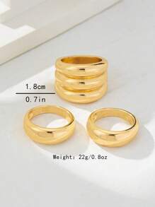 3 件套金属光滑线圈风格中世纪可调节女士戒指套装，时尚珠宝套装，适合春夏季度假穿着，充满活力的配饰 - 簡約優雅款 - 查看 6