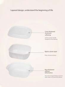 4 piezas de contenedores de almacenamiento de alimentos de plástico con tapas, contenedores de guardado para vegetales y frutas con asa y cesta coladora, contenedores transparentes reutilizables para frutas, verduras y productos secos - Almacenamiento multifuncional