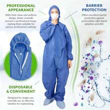 45gsm SMS Disposable Isolation Gown/Blue Reversible Isolation Gown/Non-Aseptic Surgical Gown/Elastic Knitted Cuffs/Collar And Waist With Drawstrings/Skin-Friendly And Breathable/Waterproof
