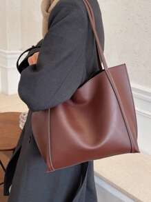 Bolso de hombro tipo tote de gran capacidad, de estilo minimalista y casual de moda