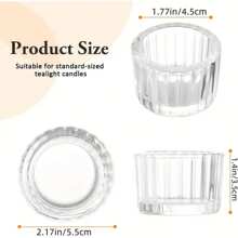 12 Striped Glass Candle Holders, Transparent Mini Candle Holders, Celebration Candle Holders, Suitable For Dining Tables, Coffee Tables, Living Rooms, Tea Lamps, Weddings, Birthday Parties, Anniversaries, Atmosphere Photography, Holiday Atmosphere Candle Holders, Graduation Ceremonies, Party Decorations, Christmas, Halloween, Thanksgiving - trong suốt - Xem 3