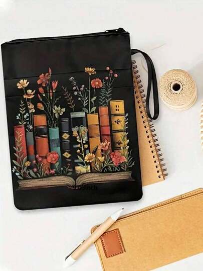 A Canvas Book Cover With Floral And Vintage Book Designs, Washable, Perfect For Paperbacks, Gardening And Artistic Style Themed Book Covers For Book Lovers And Readers Back To School,Back To School,School Supplies