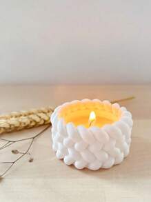 1 件装绳子设计蜡烛杯底座硅胶模具 DIY 石膏混凝土模具绳结形状烛台装饰饰品树脂模具工艺品 - 白色 - 查看 9
