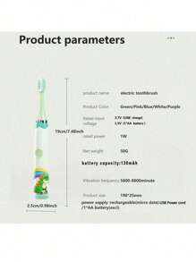 1 Pc Rechargeable/Battery Operated Electric Toothbrush With 6 Brush Heads, 1 Speed Setting For Battery Operated, 4 Speed Settings For Rechargeable