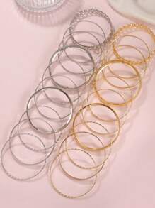 10pcs Retro European & American Style Exaggerated Smooth Asymmetrical Bracelet Set