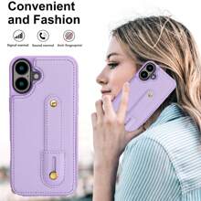 OUKNOEO 時尚人造皮革斜跨手機包,相容 iPhone 17e Air 16e 15 14 13 Pro Max Plus S26 S25 Edge S24 Ultra A37 A57 Z Fold 7 6 5 4,附手腕帶與長掛繩 - 紫色 - 查看 8