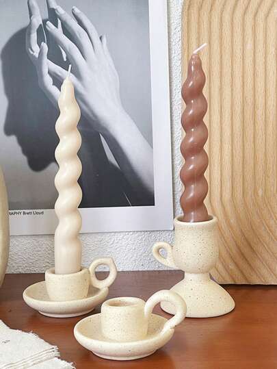 1pc Vintage Plain Ceramic Candlestick Holder, Ceramic Candle Aroma Diffuser Stand, Suitable For Home Decor, Photography Props, Living Room, Coffee Table, Kitchen Dining Table Candle Light Dinner, Holiday Decoration (Ceramic Candle Holder Only, Candles Not Included) Gifts Birthday Graduation