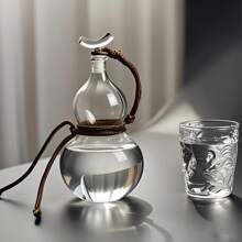 1 pezzo Brocca per vino in vetro vintage a forma di zucca, tazza per vino in pregiato vetro borosilicato con intagli, set da alcolici di stile cinese