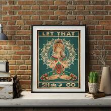 1 Pieza Póster de Impresión de Pintura en Lienzo Vintage, Chica de Yoga Inspiradora Let That Damn Stay Wild Moon Arte de Pared para Niños, Adecuado para Decoración del Hogar Decoración de Habitaciones Póster en Lienzo, Sin Marco - transparente - Ver 6