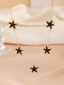 1pc Elegant Classic Starfish Necklace, Women's High-End Gold Color Necklace Suitable For Daily Wear - Multicolor - View 11