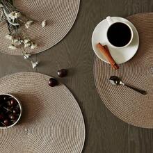 1pc/2pcs/4pcs/6pcs -Piece Set Round Non-Slip Table Mat Waterproof Natural Braided Placemats, Under Plate, Boho Placemats For Kitchen Table Indoor/Outdoor Washable, Heat-Resistant Placemat For Dining Table Perfect For Table Decoration For Home, Hotels, Restaurants, Parties, Camping, Festivals, Weddings, Events, Holidays. Universal Placemats All Year Round.