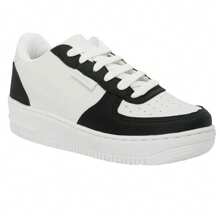 Women's Casual Sneakers, Ideal For The Gym, Flat Sole, Lightweight, Vintage, Retro, Comfortable, Versatile, Casual Fashion Style - 黑與白 - 查看 4