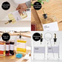 4 Pack 12oz/350ml Gold Olive Oil Dispenser Set - Heavy Duty Thickened Glass Bottles For Kitchen, Cooking Oil, Vinegar, Soy Sauce And Coffee Syrup, With Stainless Steel Automatic Pour Spout And 40 Label Funnel - Gold - View 3