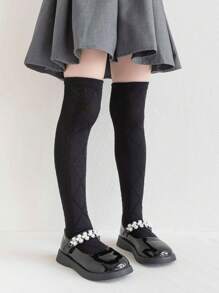 1 Pair Kids Thin Knee-High Socks,Princess Design Leg Warmers,Versatile Mesh Long Stockings For Girls, Spring/Summer