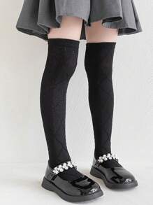 1 Pair Kids Thin Knee-High Socks,Princess Design Leg Warmers,Versatile Mesh Long Stockings For Girls, Spring/Summer