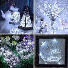 LED String Lights 20m 200LED Fairy Lights, AA Battery Powered Fairy String Lights, Waterproof Silver Wire Copper Wire String Lights For DIY Wedding Dorm, Bedroom, Party, Flower Decoration, Birthday Decoration, Campus Decoration, Holiday Decoration, Courtyard Garden Decoration, Etc