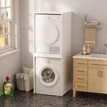 AYYDS Meuble lave-linge-sèche-linge avec étagère coulissante, meuble lave-linge pour lave-linge et sèche-linge, tour de lavage, 180 x 65 x 66 cm, meuble lave-linge, capacité de charge 100 kg (blanc) - Blanc - Voir 6