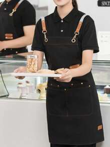 1pc Thickened Canvas Apron, Waterproof Apron For Cooking, Cafe, Coffee Shop, Catering Industry - One Size - View 9