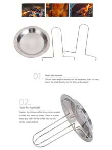 1pc Outdoor Camping Thick BBQ Grill, Carbon Steel Roasting Rack Nonstick Chicken Roaster Pan