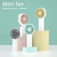 AOYI 迷你手持风扇，3 档可调，500mAh，带腕带的旅行用小型手持风扇，可充电便携式夏季降温风扇，适用于家庭、办公室、学校、学生、教师、舞者、运动员 - 彩色 - 查看 1