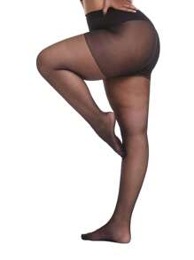 1 Pair Plus Size Women 20D Ultra Thin Sheer Minimalist Fashion Pantyhose - Coffee Brown - View 8
