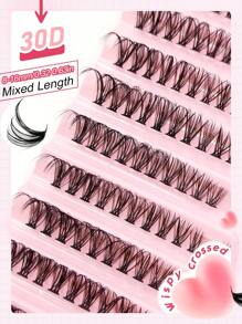 200Pcs D Curl 10 Rows 30D Individual Lash Clusters 8-16mm DIY Lash Clusters Extra Fluffy&Natural Look Reusable Individual Eyelash Extension For Self Use At Home Or On-The-Go For Daily Life&Wedding&Dating&Party&Music Festival