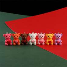 STAREDGE 6 件/包混色迷你熊形树脂吊坠，珠宝制作配件，适用于手链、项链、钥匙链、耳环 DIY - 愛心坐姿熊 - 查看 5