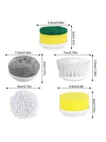 1pc Handheld Electric Cleaning Brush With 5pcs Replacement Head Electric Spin Scrubber,Bathroom Cleaning Brush Power Scrubber For Kitchen, Bathroom Tub, Home,Shower Tile, Carpet Bidet, Cordless Spin Scrubber Household Suppliers Gadgets. (This Product Is Suitable For Cleaning General Stains. For Excessively Difficult-To-Clean Stains, Please Use Other Products With Higher Power.) - Multicolor - View 11